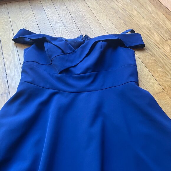 Aidan Mattox Size 14 Royal Blue Sweetheart Neck High Low Gown Cocktail Dress - Picture 6 of 16